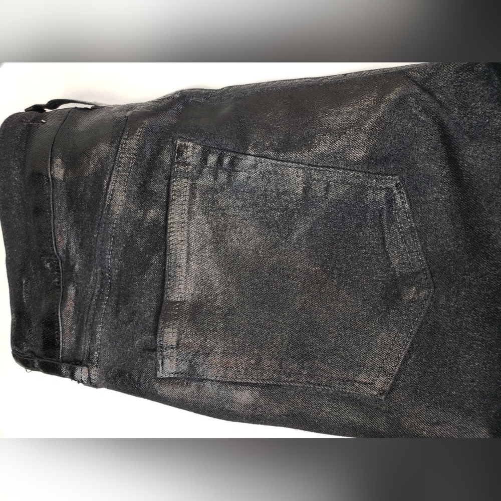 FREE PEOPLE NWT cropped black shiny denim - Picture 8 of 11